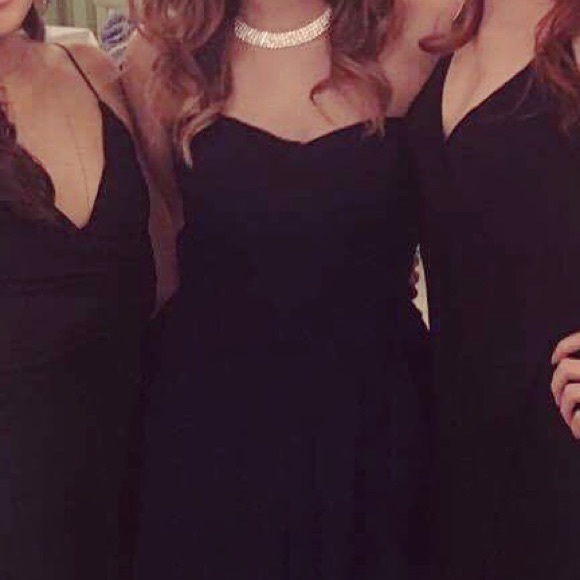 Strapless chiffon navy bridesmaids/prom GOWN - Picture 7 of 7